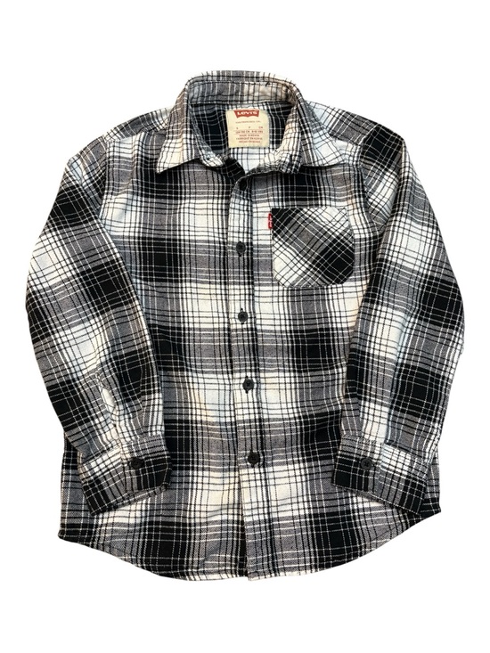 Levi's Other - LEVI’S Boys Black White Buffalo Plaid Flannel Button Down Shirt Size S 8-10 EUC